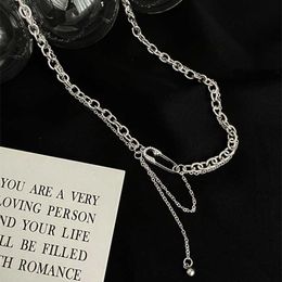 Pendentif Colliers Kpop Vintage Goth Punk coeur broche pendentif chaîne perle métal collier pour femmes Collares esthétique Grunge bijoux Y2K accessoires Z26662