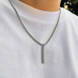 Colliers de pendentif Kunjoe Collier d'enclavage de la boîte à hommes de bâton géométrique minimaliste