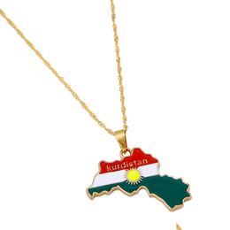 Colliers de pendentif Kurdistan Ren Map Chain Kurdish Gold Color Koerdistan Jewelry Drop Livrot Pendants Dhebz