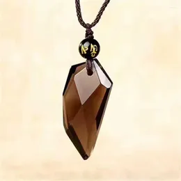 Hanger Kettingen KYSZDL Natuurlijke Kristal Obsidiaan Spike Heren En Dames Trui Keten Gratis Ketting Touw