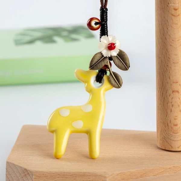 Pendentif colliers L Jingdezhen pendentifs en céramique femmes céramique collier dessin animé Animal pour cadeau fille goutte # HY163