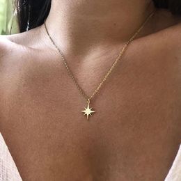 Hangende kettingen L roestvrijstalen ster Zon voor vrouwen goud kleur sleutelbeen fahion sieraden Valentijnsdag cadeaupendant