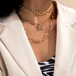 Collares colgantes Lacteo Vintage Letra M Collar para mujeres Steampunk Multicapa Cruz Cadena Gargantilla Año Regalos Jewelry322i