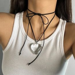 Collares colgantes Lacteo Y2K Collar de corazón Gargantilla para mujeres DIY Forma Cadena de cuerda de terciopelo en accesorios de joyería Goth Punk 2024