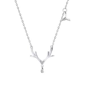 Hanger kettingen dames 925 Sterling zilveren ketting gewei valvis staartwater druppel rond zirkoon slircondeksel mode sieraden paar cadeau g230202