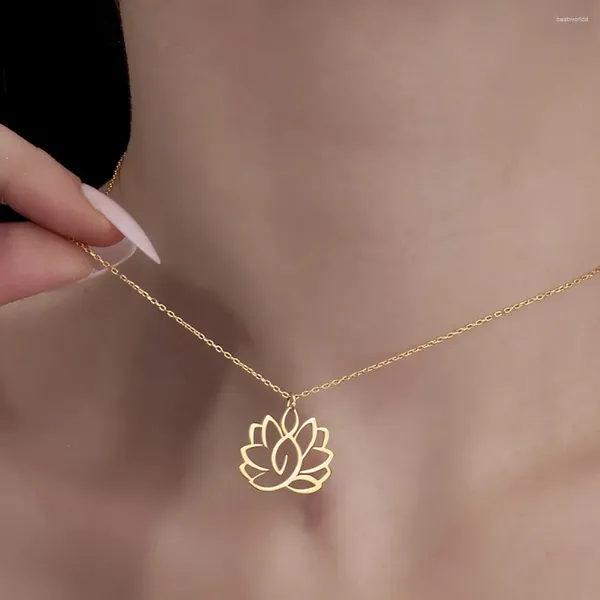 Hangerkettingen Damesketting Uniek roestvrij staal Prachtig handgemaakt Lotus-ontwerp Hoge kwaliteit elegante sieraden Cadeau voor moeders
