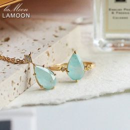 LAMOON Vintage Natuurlijke ite Kristallen Ketting voor Vrouwen Edelsteen 925 Sterling Zilver K Vergulde Blauwe Stenen NI167 231017