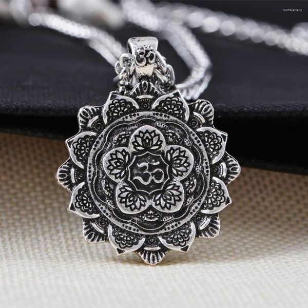 Pendentif Colliers Langhong 1pcs Mandala Collier Tibet Géométrie Spirituelle Amulette Bijoux Religieux