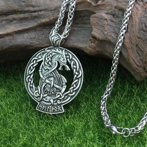 Pendentif Colliers Lanseis 1 pcs Fenrir Loup Tyr Odin Viking Valhalla Norse Pagan Gods Bijoux Celte Rune Hommes Collier