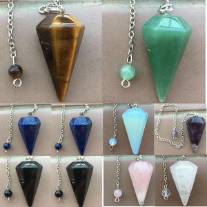 Pendentif Colliers Lapis Lazuli Cristal Opale Aventurine Oeil de Tigre Cornaline Femmes Hommes Pendule Perle PWB890Pendant Godl22