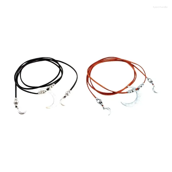 Collares colgantes Collar de gargantilla de cuerda de luna grande para mujer elegante minimalista Harajuku inusual cadena de cuello largo joyería T8DE