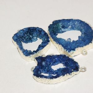 Hanger kettingen grote plak blauwe stenen connector druzy voor sieraden maken vrouwen 2022 geode plaat groot gat onregelmatige stenen flits drusypenda