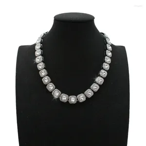 Colliers pendentifs grandes perles de verre carrées ras du cou strass chaîne de cou chaînes de clavicule réglables