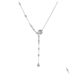 Pendentif Colliers Lariat Style Camellia Fleur Gland Collier En Larme Pour Cadeau De Mariée Accessoire Drop Livraison Bijoux Pendentifs Oteyu