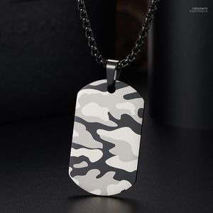 Hanger kettingen laser camouflage patroon heren ketting hondentag roestvrijstalen ketting voor leger krijger soldaat1