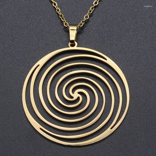 Collares colgantes Láser Hueco Geometría Espiral Mosquito Bobina Titular Titanio Collar de acero Encantos Hombres Mujeres Cuelga Cadena Gargantilla Joyería