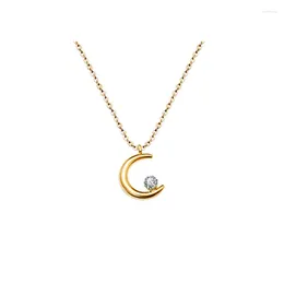 Pendentif Colliers Dernière lune étoile 925 collier en argent sterling simple chaîne de clavicule scintillante femmes bijoux de mariage fête cadeau d'anniversaire