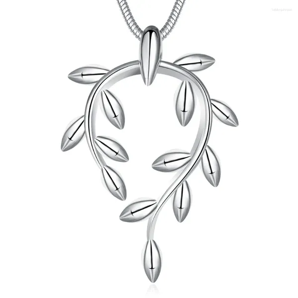 Pendentif Colliers Dernière Mode Feuille Collier Authentique 925 Sterling Argent Aiguille Haute Classe Fine Bijoux Pour Femme Cadeau Prix Usine