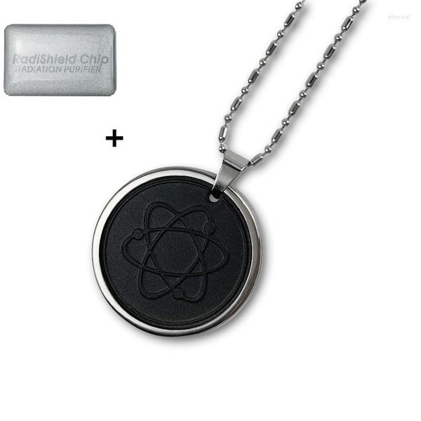 Colliers pendants Lava Stone Energy Collier Charm bijoux avec 2 pièces Sticliers anti-rayonnement Autocollants