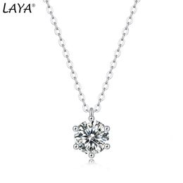 Hangende kettingen laya s925 sterling zilver 1CT eenvoudige sixclaw sleutelbeen ketting ketting voor vrouwen bruid bruiloft elegante sieraden 230817