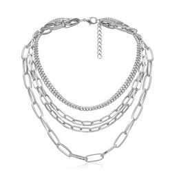 Hangende kettingen gelaagde ketting voor vrouwen 18 inch goud vergulde paperclip sier tone choker ketting touw bal ketens punk sieraden amsmd