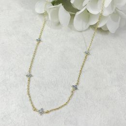 Colliers pendants Feuilles Collier de fleur pour femmes Design Charm Blue Crystal Four Clover Chain Chain de luxe Bijoux Gift en gros KDN005