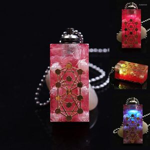 Pendentif Colliers Led Lumière Cristal Perle Collier Lueur Rose Quartz Bijoux Multicolore Orgonite