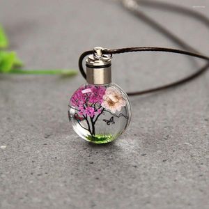 Pendentif Colliers LED Cadeaux Lumineux Fleur Séchée Plante Accessoires De Mode Boule De Verre Collier Bijoux