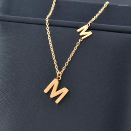 Colliers pendants Collier classique en acier inoxydable Classic pour femmes Fleur m Lettre en or Couleur de couloir Bijoux de mode 2023 Arrivée 898 LK2