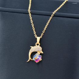 Colliers de pendentif Collier en acier inoxydable mignon pour femmes pendentifs de cou couleur or et chaîne de bijoux de fête sur le cou 899 LK2 9715