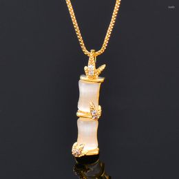 Pendentif Colliers LEEKER Fashion Opal Bamboo Pendentifs et chaînes de couleur argent Femme Collier Bijoux pour femmes 2023 Arrivée 809 LK2