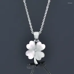 Pendentif Colliers Leeker mode coréenne Rose blanc opale fleur collier pour femmes or Rose argent couleur chaîne tour de cou accessoires 076 XS6