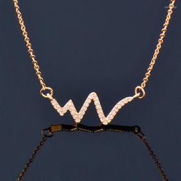 Colliers pendants Collier en cristal de rythme cardiaque de style coréen Leeker pour femmes Bijoux de mode de couleur en or rose Gold 2023 Arrivée 005 LK6