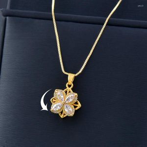 Pendentif Colliers LEEKER Rotatif Or Argent Couleur Moulin À Vent Fleur Spinner Collier Pour Femmes Accessoires De Mariage Bijoux 2022 824 LK2