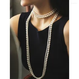 Colliers pendentif Longueur: 120 cm Perles européennes et américaines Collier de chaîne de pull multicouche Collier de bijoux longs pour femmes Accessoirescadeau