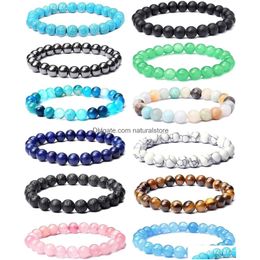 Pendentif Colliers Leocuci 12pcs 8mm bracelets de perles semi-précieuses pour hommes femmes guérison stretch ronde perle cristal pierres précieuses goutte del dhcwk