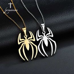 Pendentifs Colliers Letdiffery acier inoxydable haute qualité araignée pendentif collier pour femmes hommes tour de cou bijoux cadeaux DropshippingL231218