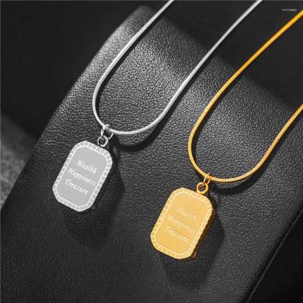 Pendentif Colliers Lettre Collier pour Femmes Hommes Or Argent Couleur Carré Alphabet Charme 316L Bijoux En Acier Inoxydable