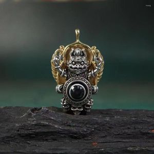 Colliers pendants LH 2023 Tibetan Pure cuivre incrusté Natural Eye Golden Winned Dapeng Bird Dharma Protector Collier