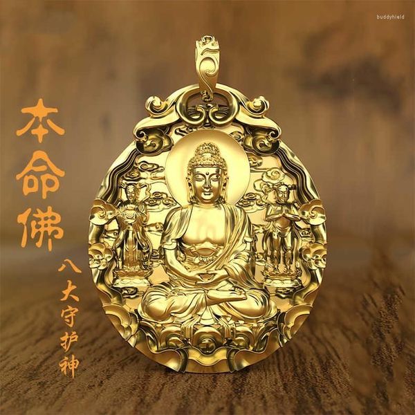 Pendentif Colliers LH Solide Bouddha Natif Vintage Amitabha Douze Attributs Du Zodiaque Collier Hommes Usine Ventes Directes