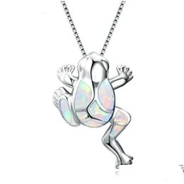 Colliers pendants limemjee en gros de grenouille mignonne colle d'opal