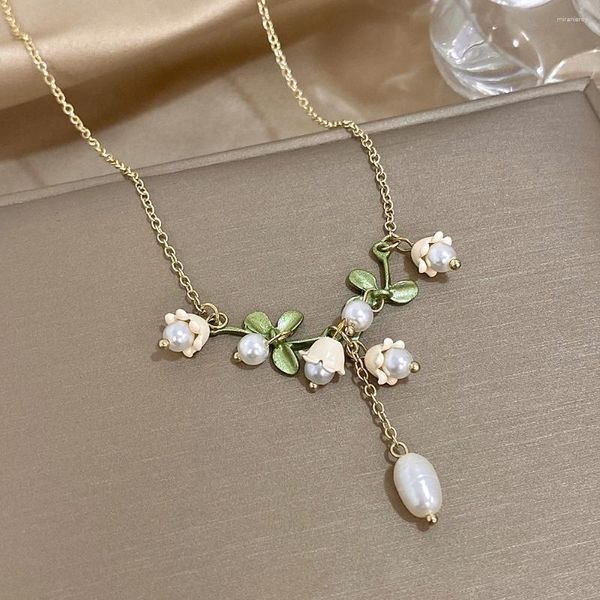 Pendentif Colliers Lifefontier Sweet Bell Orchids Fleur pour Femmes Filles Tempérament Émail Mariage Collier Collier Bijoux 2023