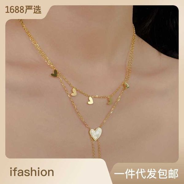 Collares colgantes Luz de lujo Nicho Diseñador Amor Collar Mujer Internet Celebridad Ancla Clavícula Cadena Titanio Acero Sin desvanecimiento Accesorio de moda Fnna