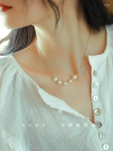 Colliers pendentifs Luxury Luxury S925 STRILL SIGHT NATUREL STRONG BAROQUE Collier de perles d'eau douce pour les femmes