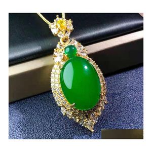 Hangende kettingen zoals chalcedony ketting jade ei noedels platina rose gouden nek accessoires vrouwelijke groene livpendant druppel leveren otq9w