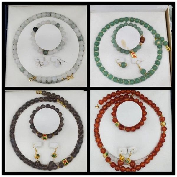 Colliers pendants - Boucles d'oreilles de collier de perles rondes de cheval rouge