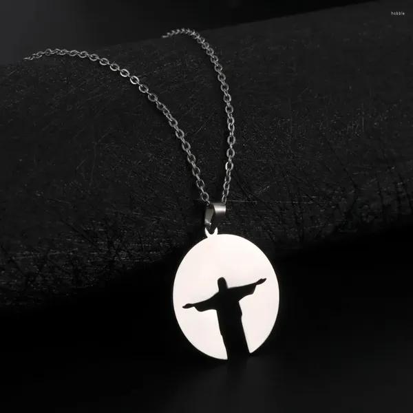 Pendentif Colliers Likgreat Christ Rédempteur Collier Brésil Rio de Janeiro Jésus Chaîne Surnaturelle Amulette Cadeau pour Femme Hommes Mode