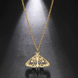 Colliers pendants Likgreat Gothic esthétique Punk Style Moth Moth Collier Skull Gothic Butterfly Collier en acier inoxydable Bijoux D240522