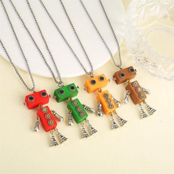 Pendentif Colliers Membres Mobiles Robot Collier Mâle Hip Hop Punk Couple Longue Chaîne De Chandail Internet Celebrity Accessoire Femelle