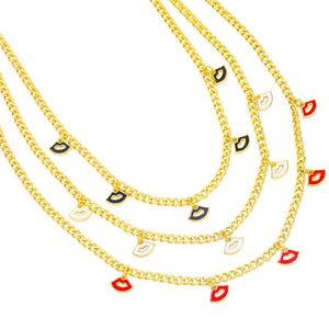 Hanger kettingen lipvorm email ketting voor vrouwen goudkleur cuba ketting 2023 trend punk hiphop feest sieraden geschenken
